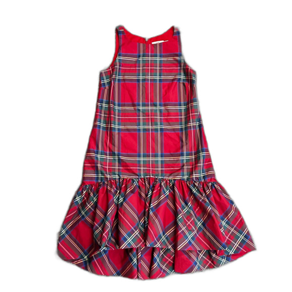 Vineyard Vines Red Tartan Plaid Taffeta Sleeveless Ruffle Hem Party Dress Sz 00 - Picture 3 of 13